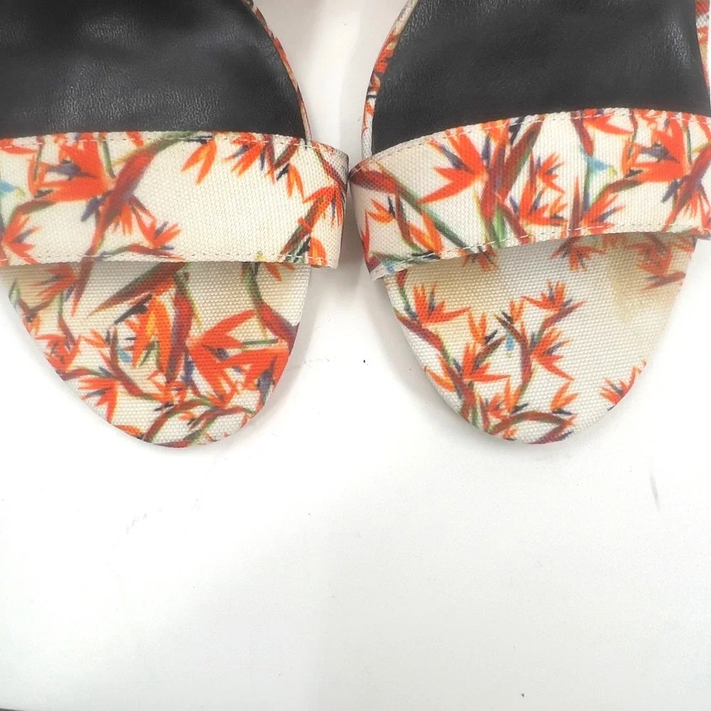 Nicole Miller Artelier Waylon Womens Cork Wedge Mule Floral Bird of Paradise 6.5